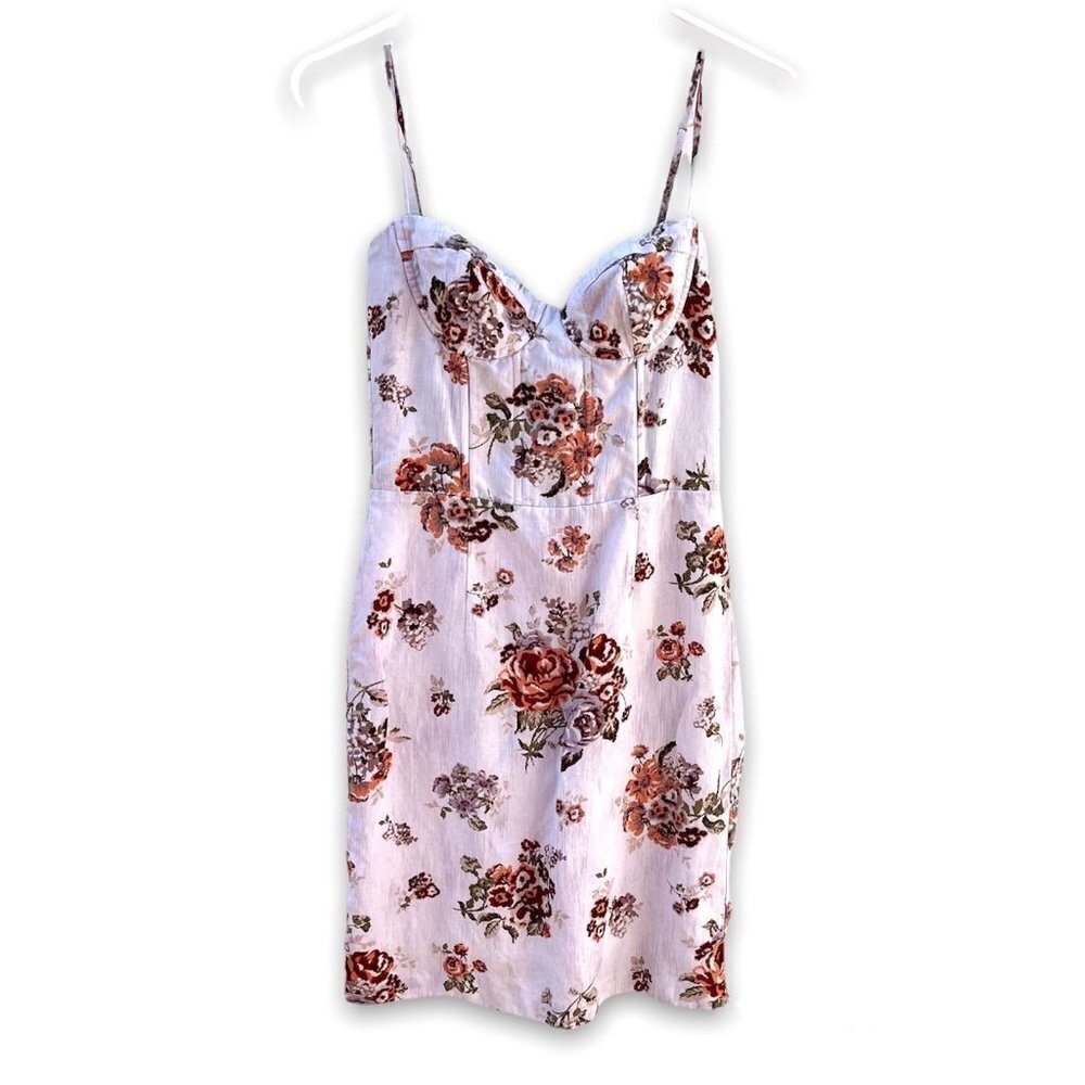 Brock Collection x H&M Womens Sz XS Floral Corset Day Dress Lyocell Linen Blend